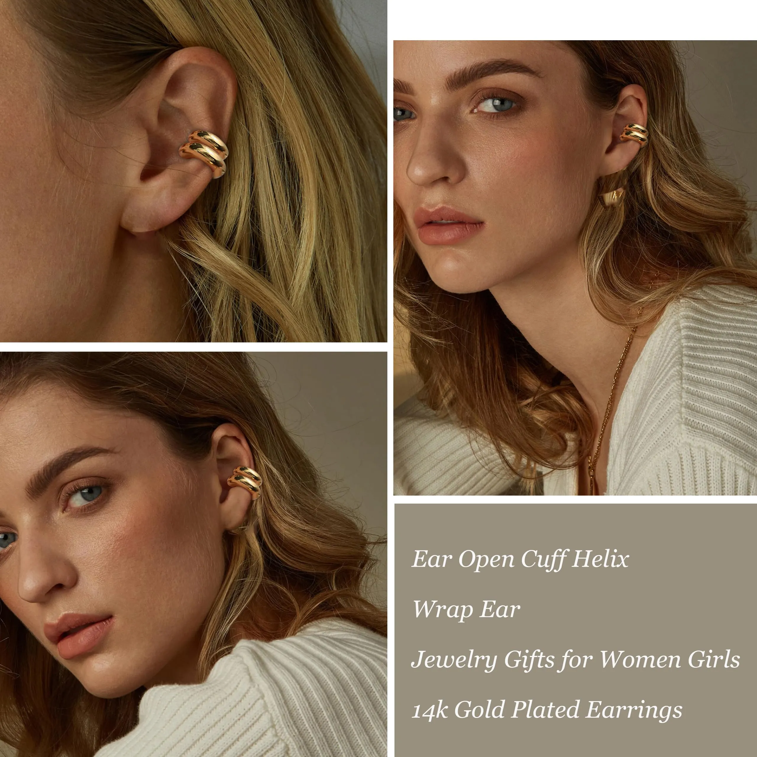 Frodete Orecchini a clip regolabili per donna senza piercing, Rame - immagine 7