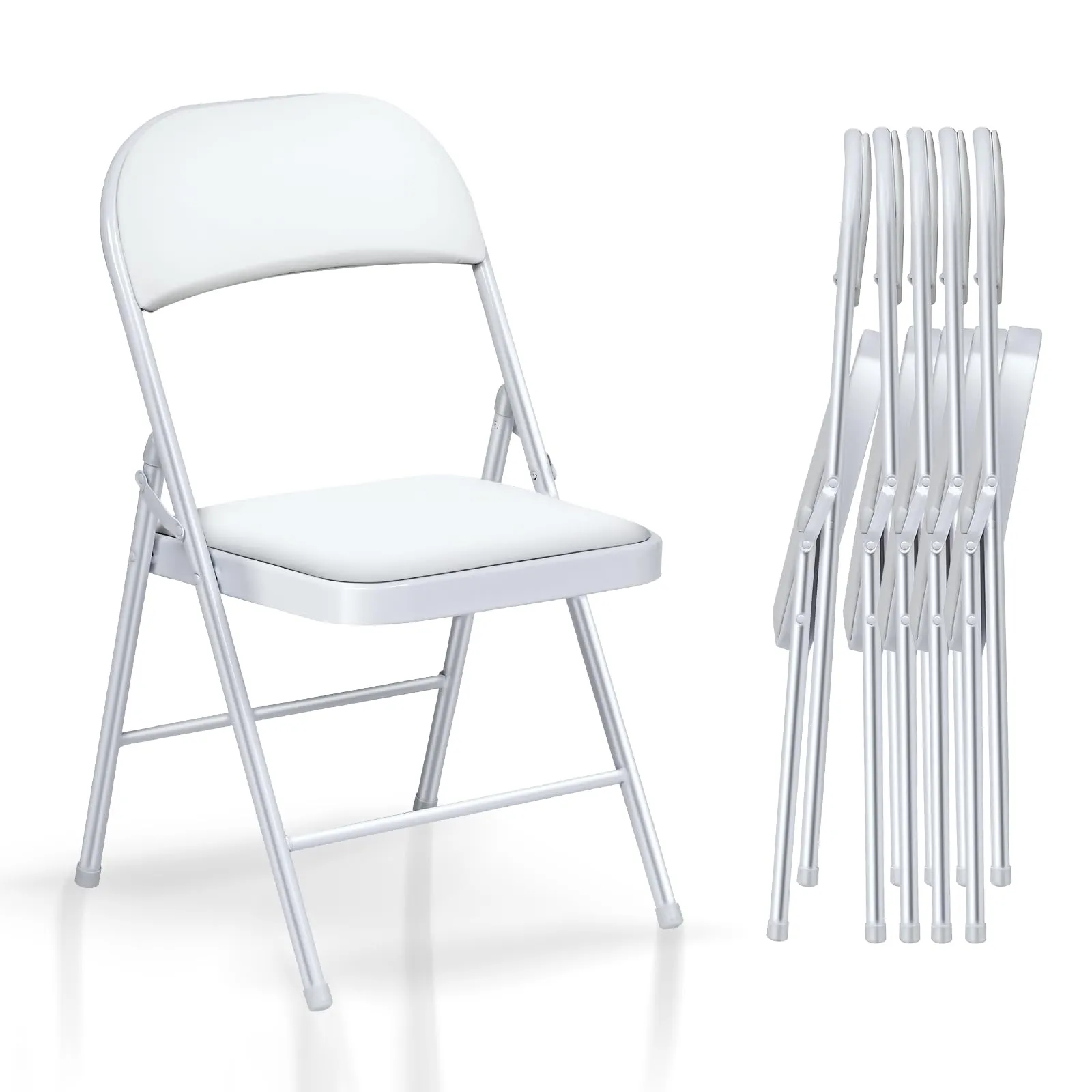 Asdsed Set di 6 Sedie Pieghevoli Imbottite, Bianco - immagine 1