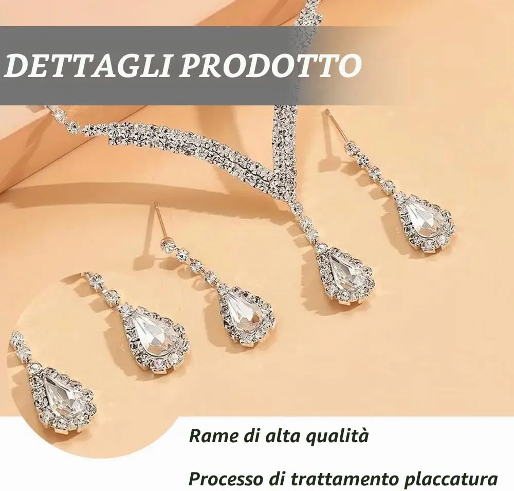 TTPSRY Set Gioielli Donna con Collana, Orecchini e Bracciale in Zirconi Cubici (Argento) - immagine 3
