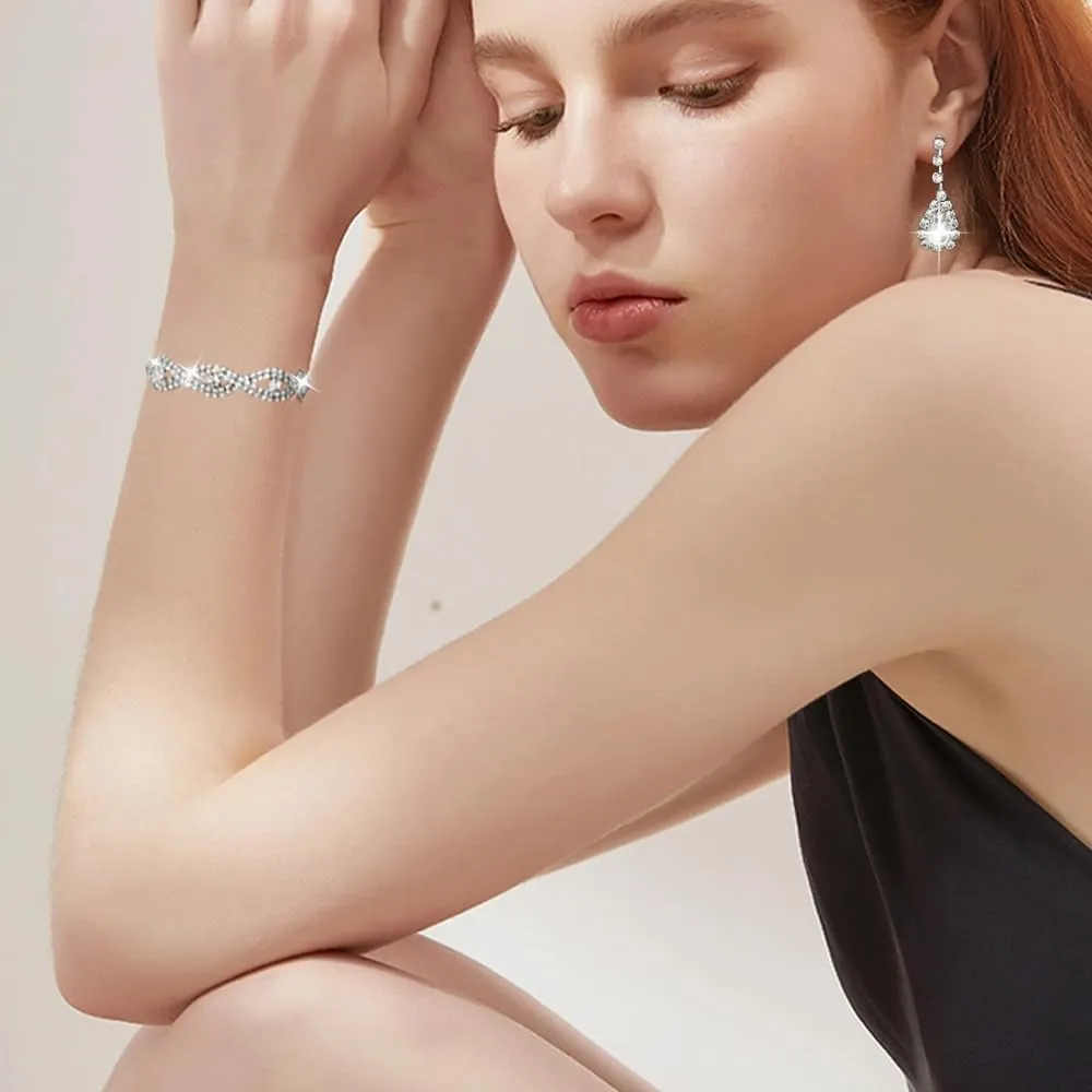 TTPSRY Set Gioielli Donna con Collana, Orecchini e Bracciale in Zirconi Cubici (Argento) - immagine 4