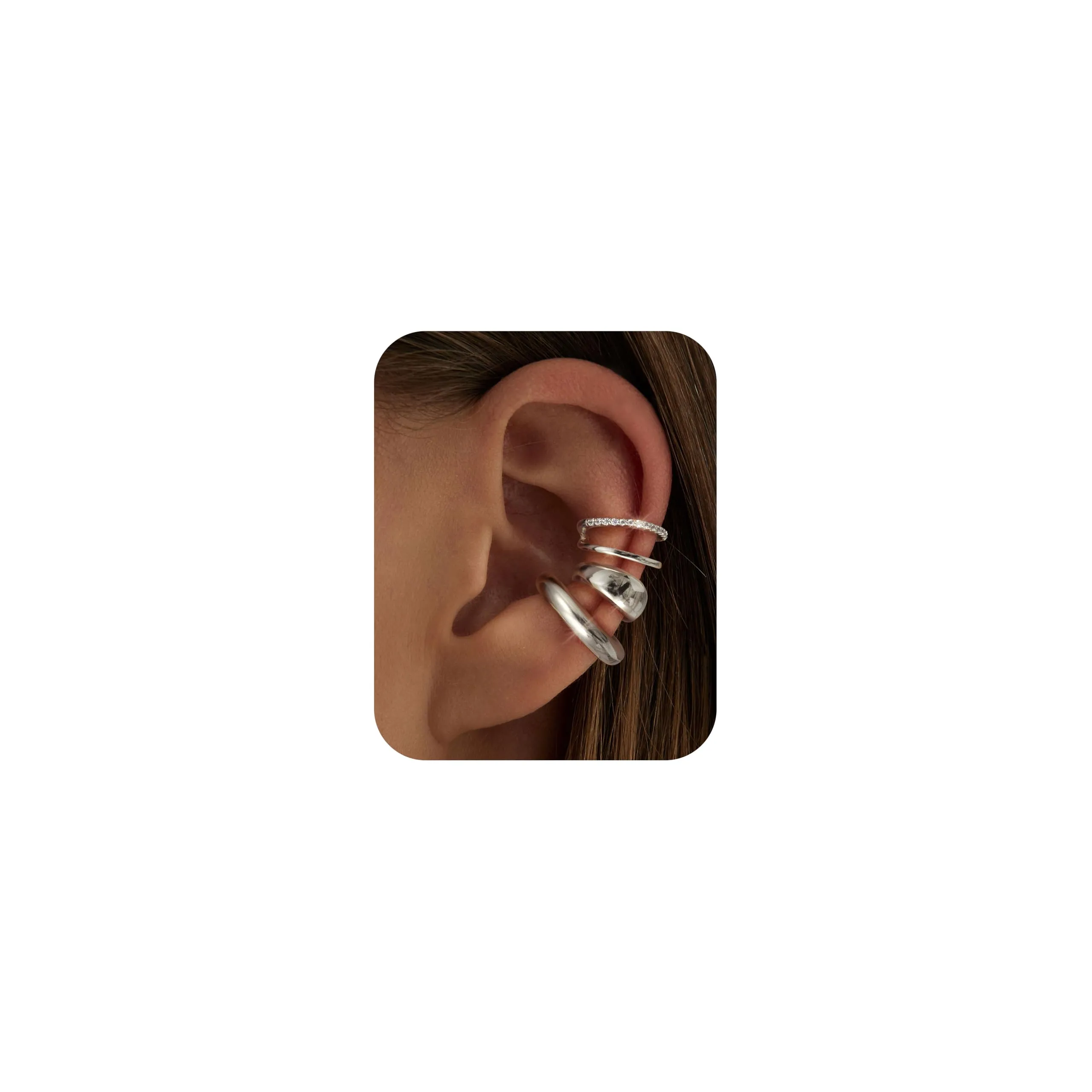 CASSIECA Orecchini Non Piercing Chunky Earcuff a Clip per Cartilagine Ipoallergenici - immagine 1