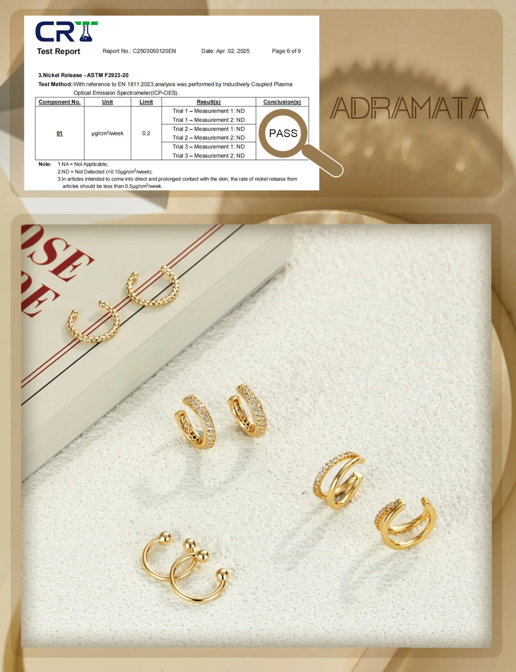 ADRAMATA Ear Cuff Orecchini Senza Buco Donna, 4 Paia Regolabili in Oro 14K e Argento, Ipoallergenici per Cartilagine con Custodia Regalo - immagine 4