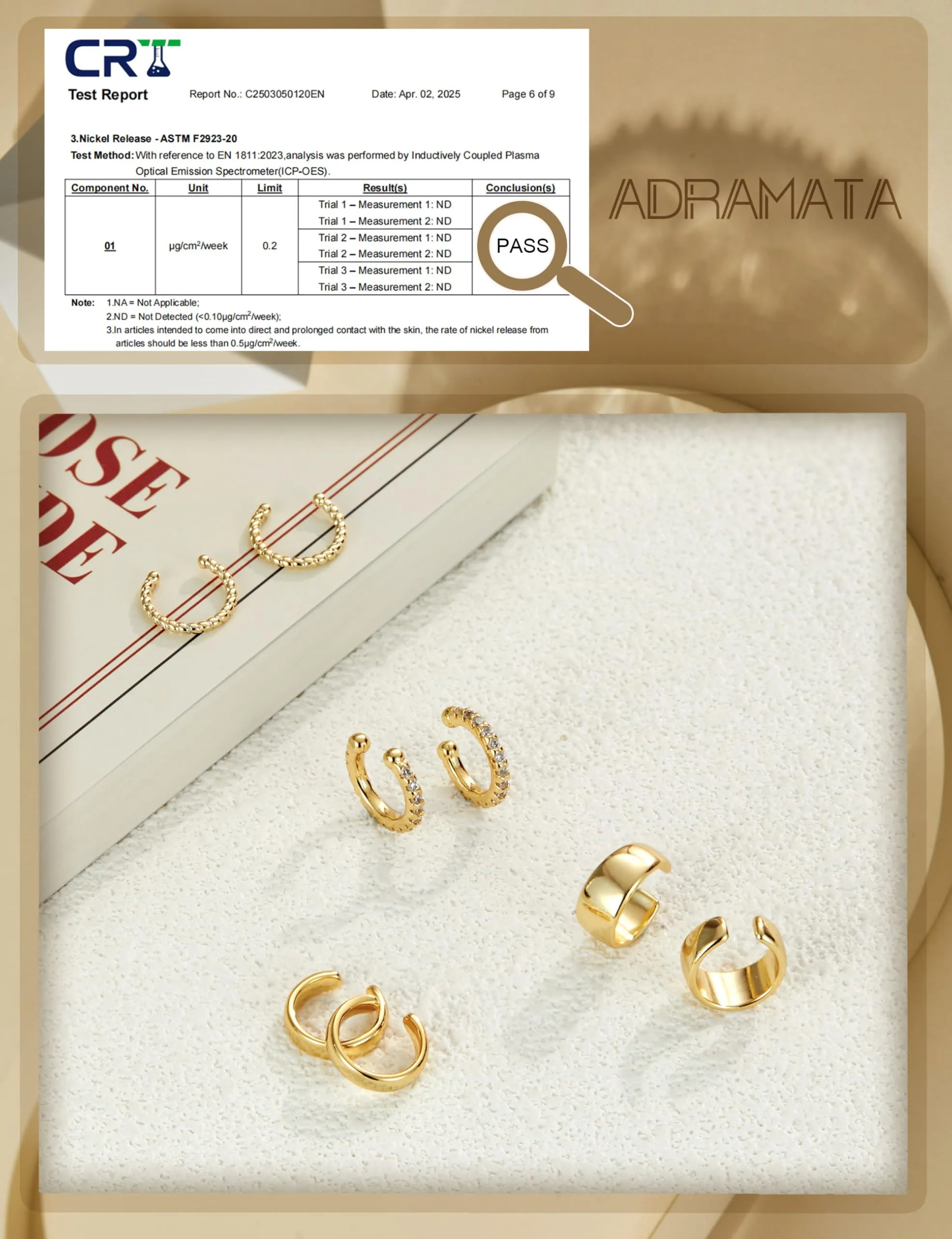 ADRAMATA 4 Paia Ear Cuff Orecchini Senza Buco Donna, Regolabili in Oro 14K e Argento, Ipoallergenici per Cartilagine con Custodia Regalo - immagine 4