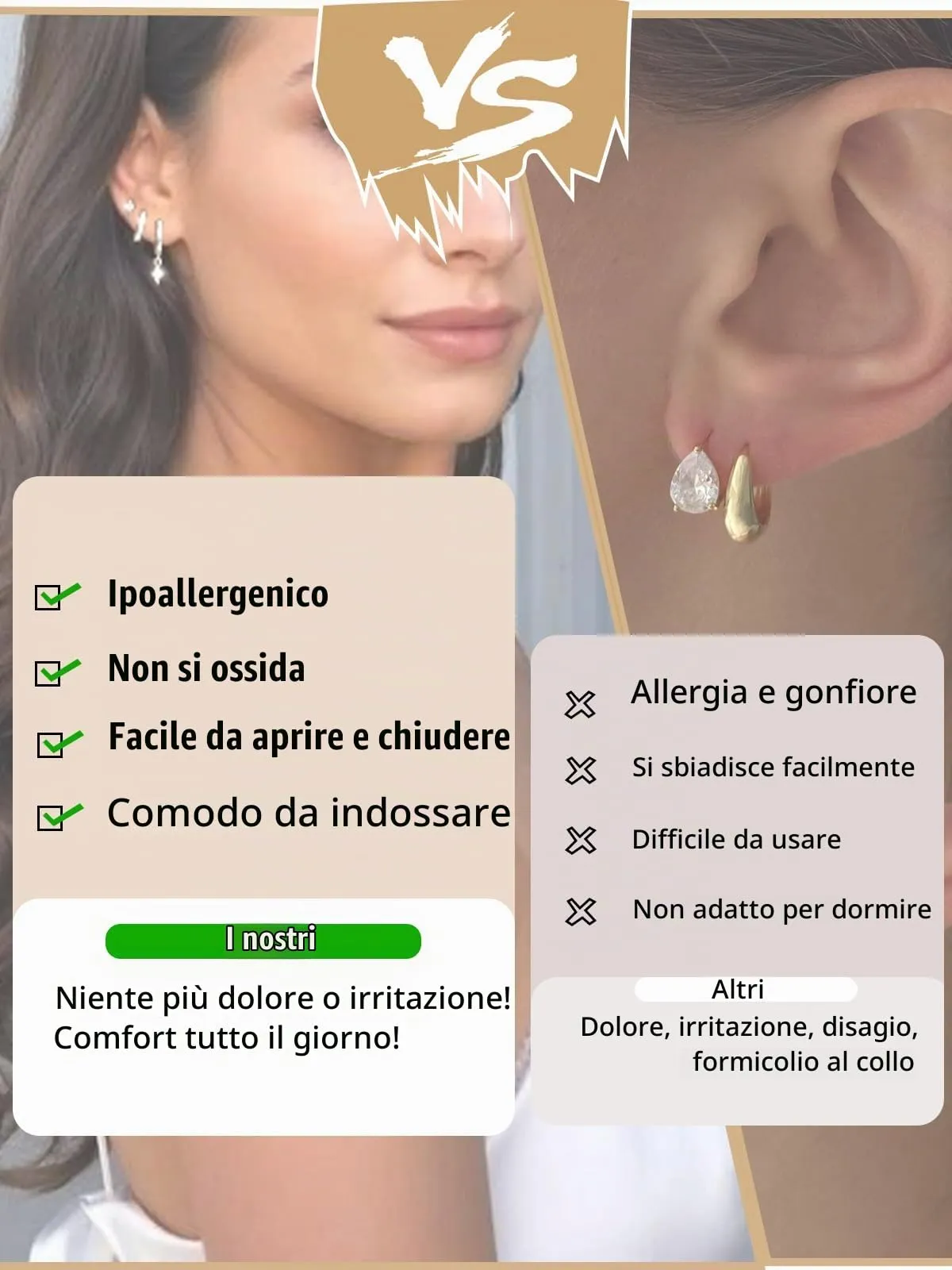 Aretas Set di 3 Paia di Orecchini a Cerchio Piccoli in Argento Sterling 925 per Donna - immagine 5