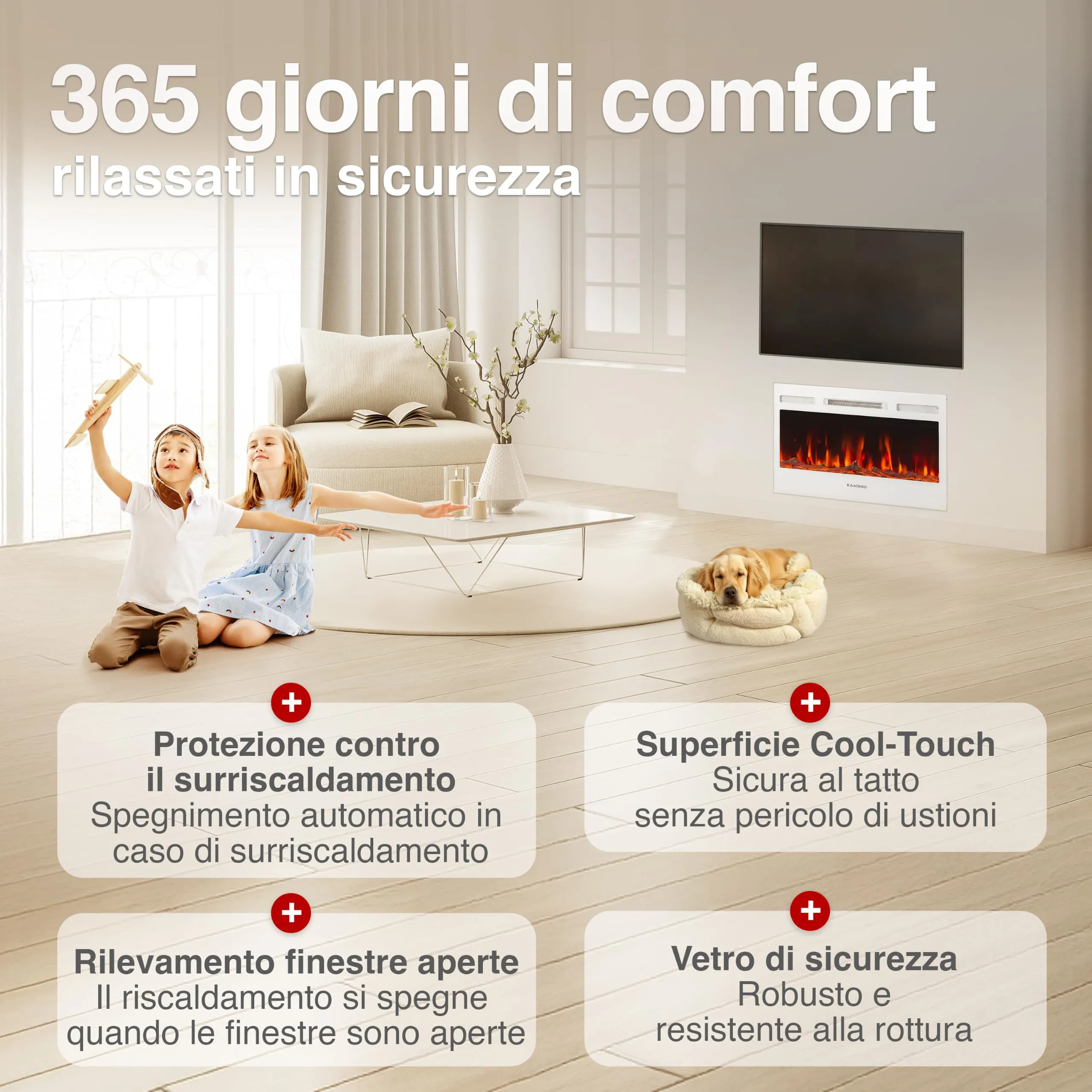 KAMINIO Marlon PRO 30 Camino elettrico da incasso, parete o appoggio - immagine 5