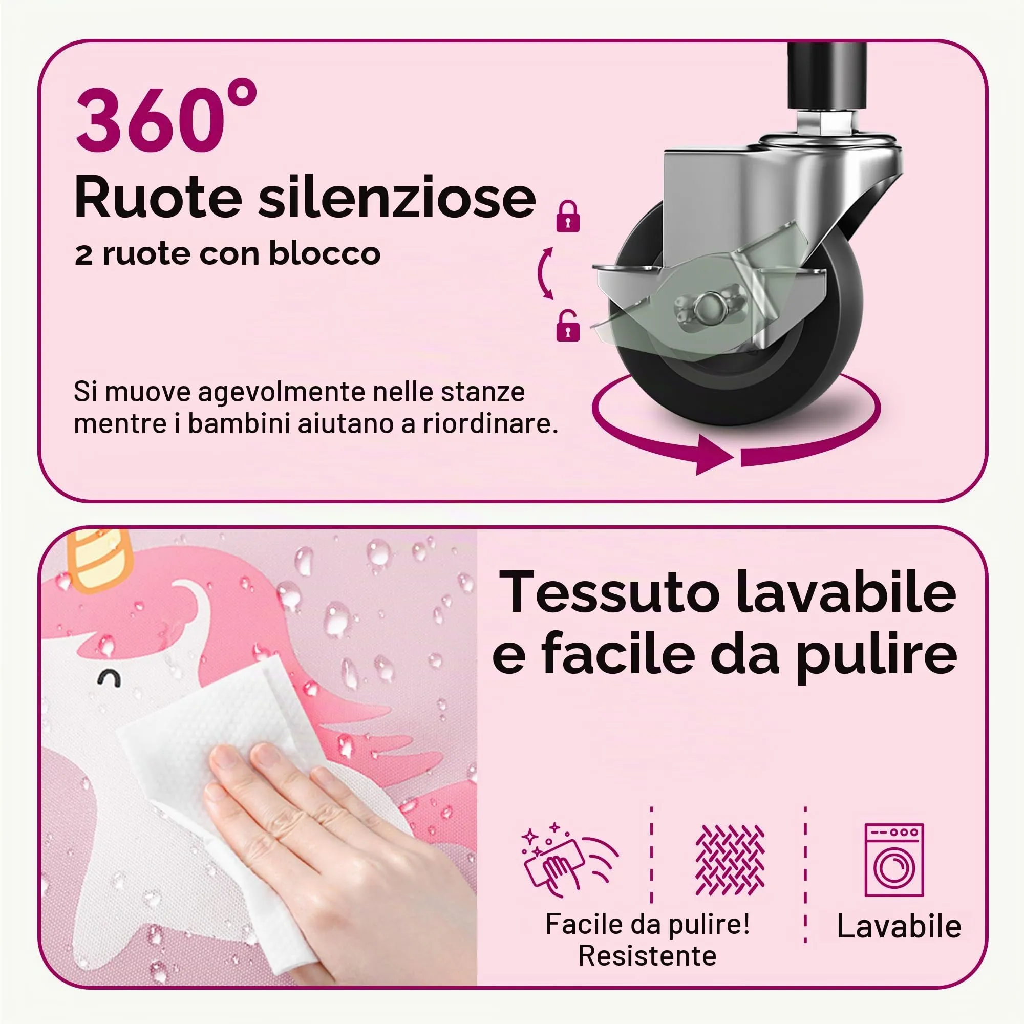 GRANNY SAYS Scatola per Giocattoli con Ruote, 200L, Rosa - immagine 5