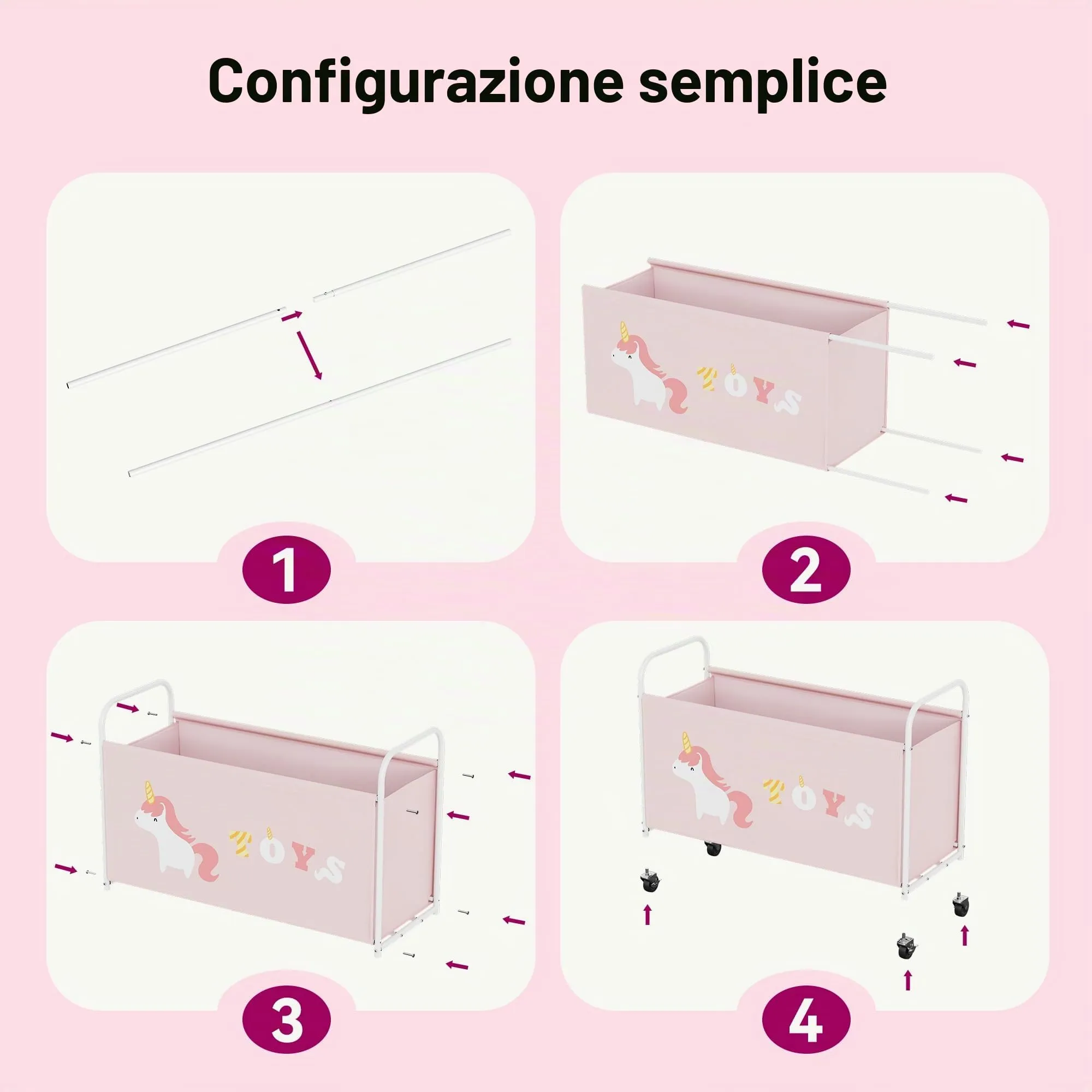 GRANNY SAYS Scatola per Giocattoli con Ruote, 200L, Rosa - immagine 9