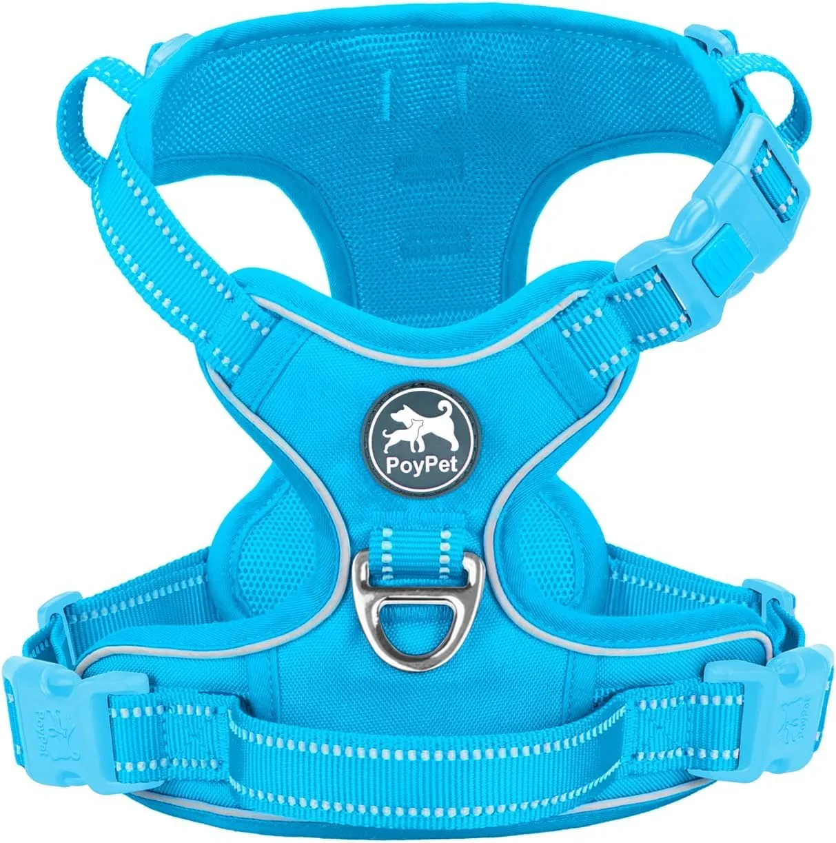 PoyPet Pettorina per cani anti-tiro riflettente regolabile e imbottita, blu cielo, S - immagine 1