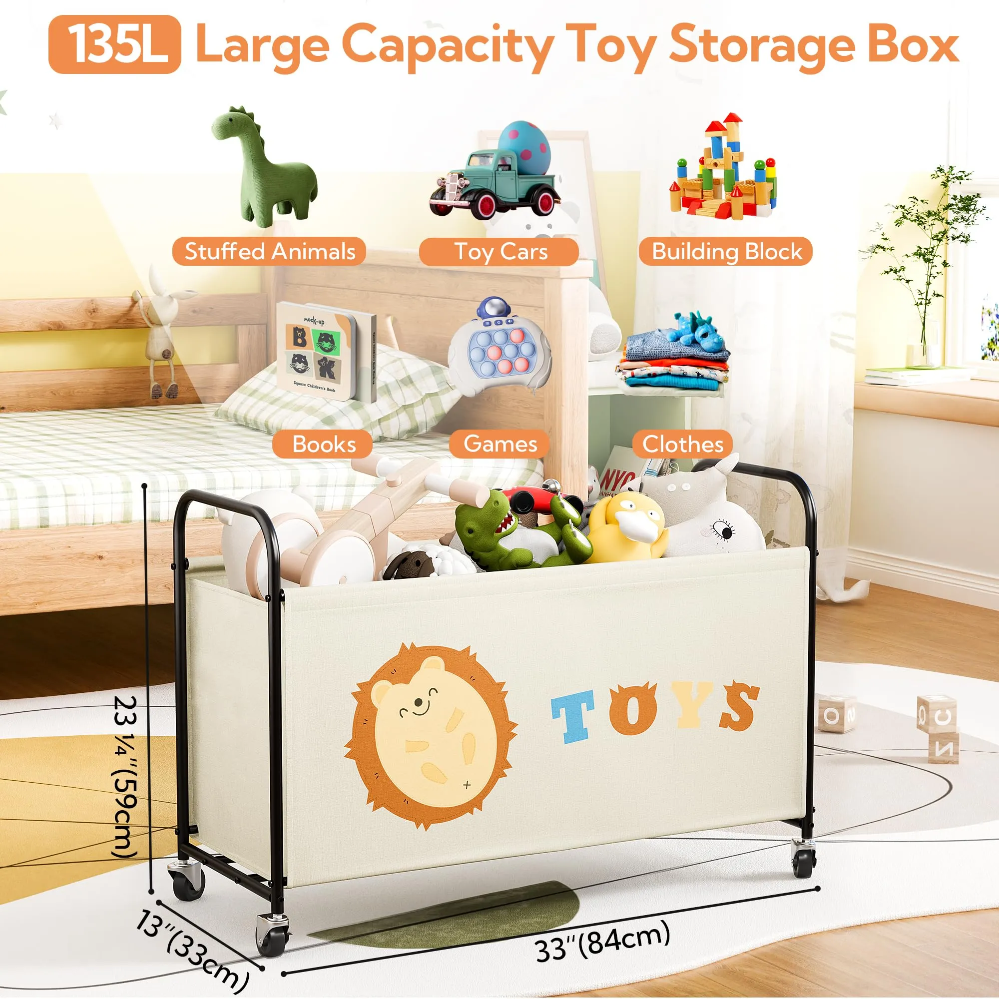 GRANNY SAYS Scatola per Giocattoli con Ruote, 135L, Beige - immagine 2