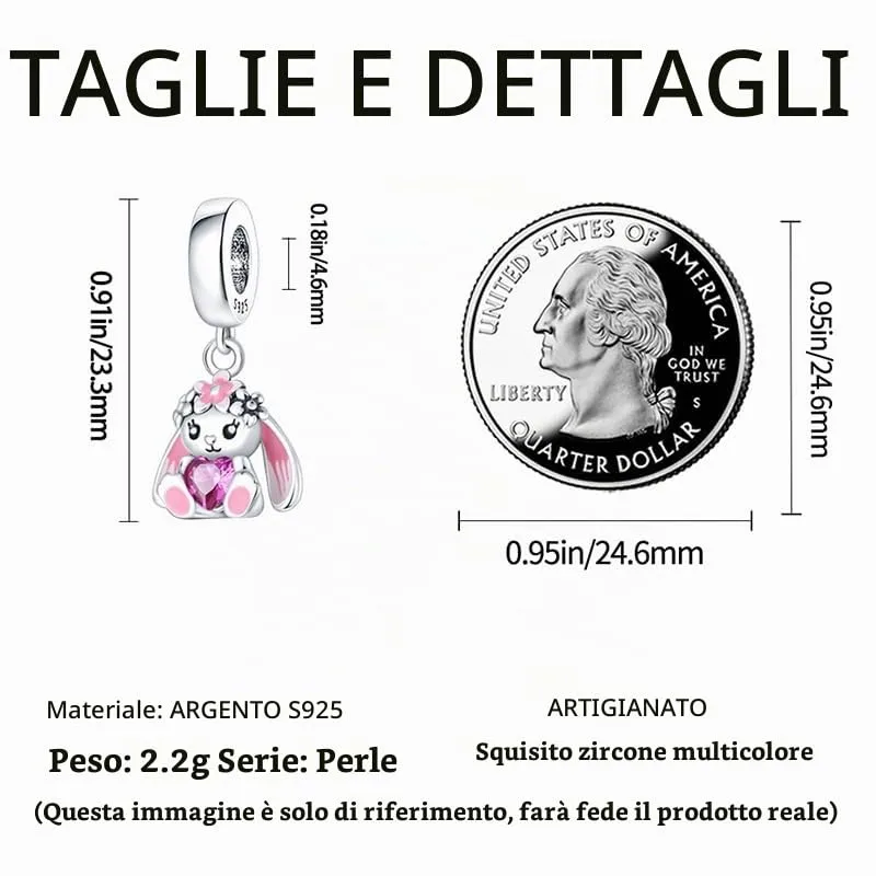 TINSLO Bead Charm in Argento Sterling 925 con Cubic Zirconia per Braccialetti e Collane Europee - immagine 5