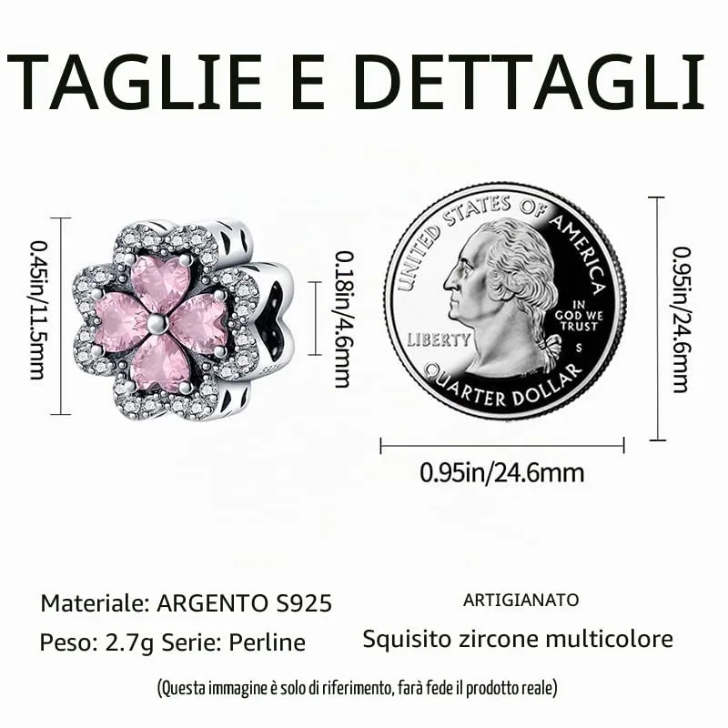 Pandach Bead Charm in Argento Sterling 925 con Cubic Zirconia per Braccialetti e Collane Europei - immagine 5