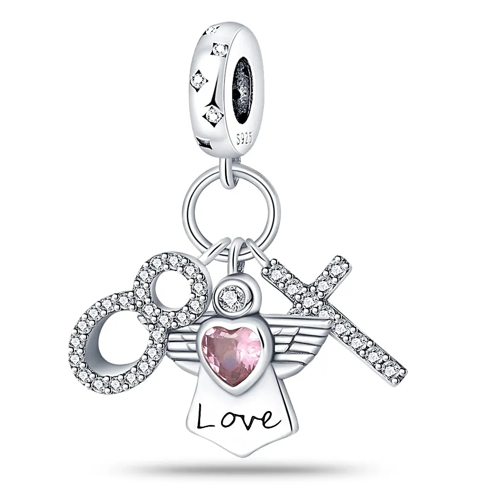 Pandach Bead Charm Ciondolo Argento Sterling 925 con Cubic Zirconia per Braccialetti e Collane Europei - immagine 1