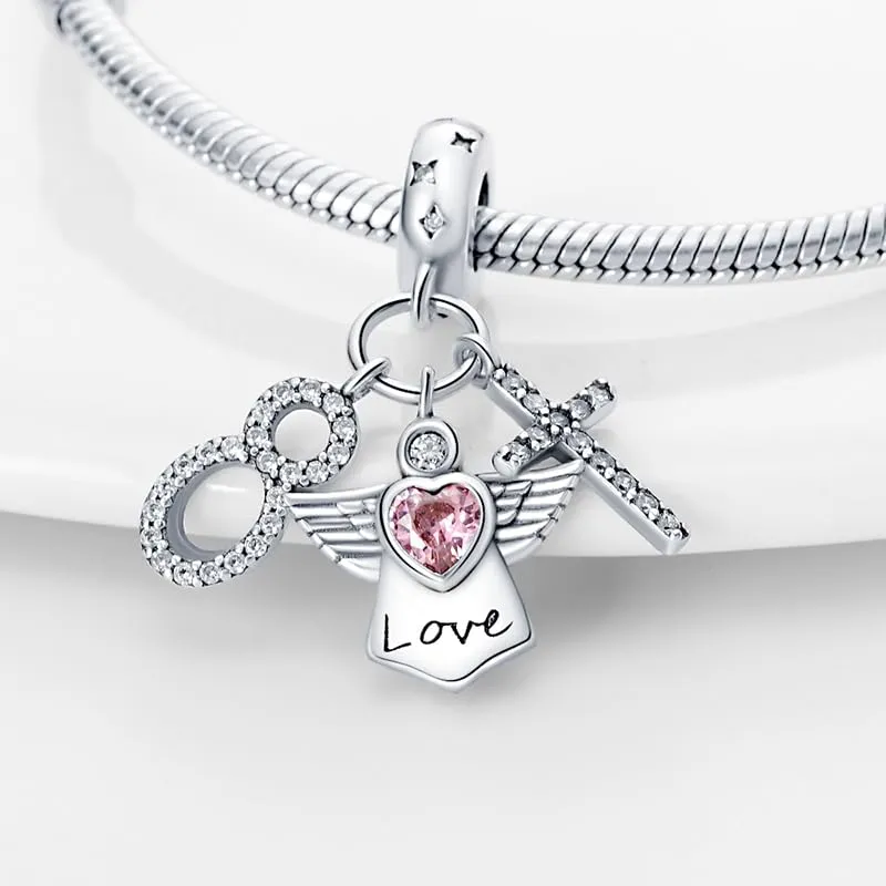 Pandach Bead Charm Ciondolo Argento Sterling 925 con Cubic Zirconia per Braccialetti e Collane Europei - immagine 2