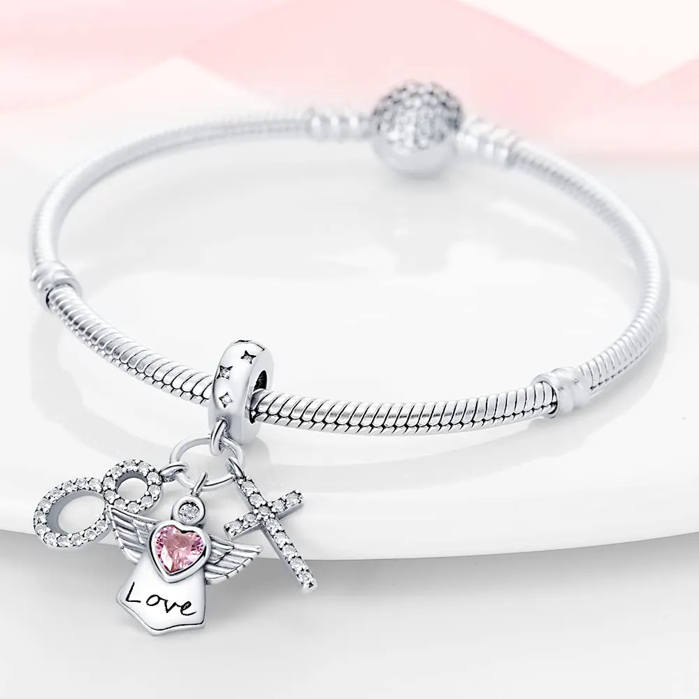 Pandach Bead Charm Ciondolo Argento Sterling 925 con Cubic Zirconia per Braccialetti e Collane Europei - immagine 3