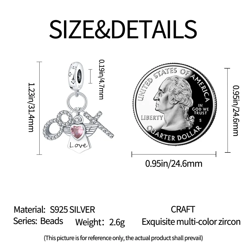 Pandach Bead Charm Ciondolo Argento Sterling 925 con Cubic Zirconia per Braccialetti e Collane Europei - immagine 6