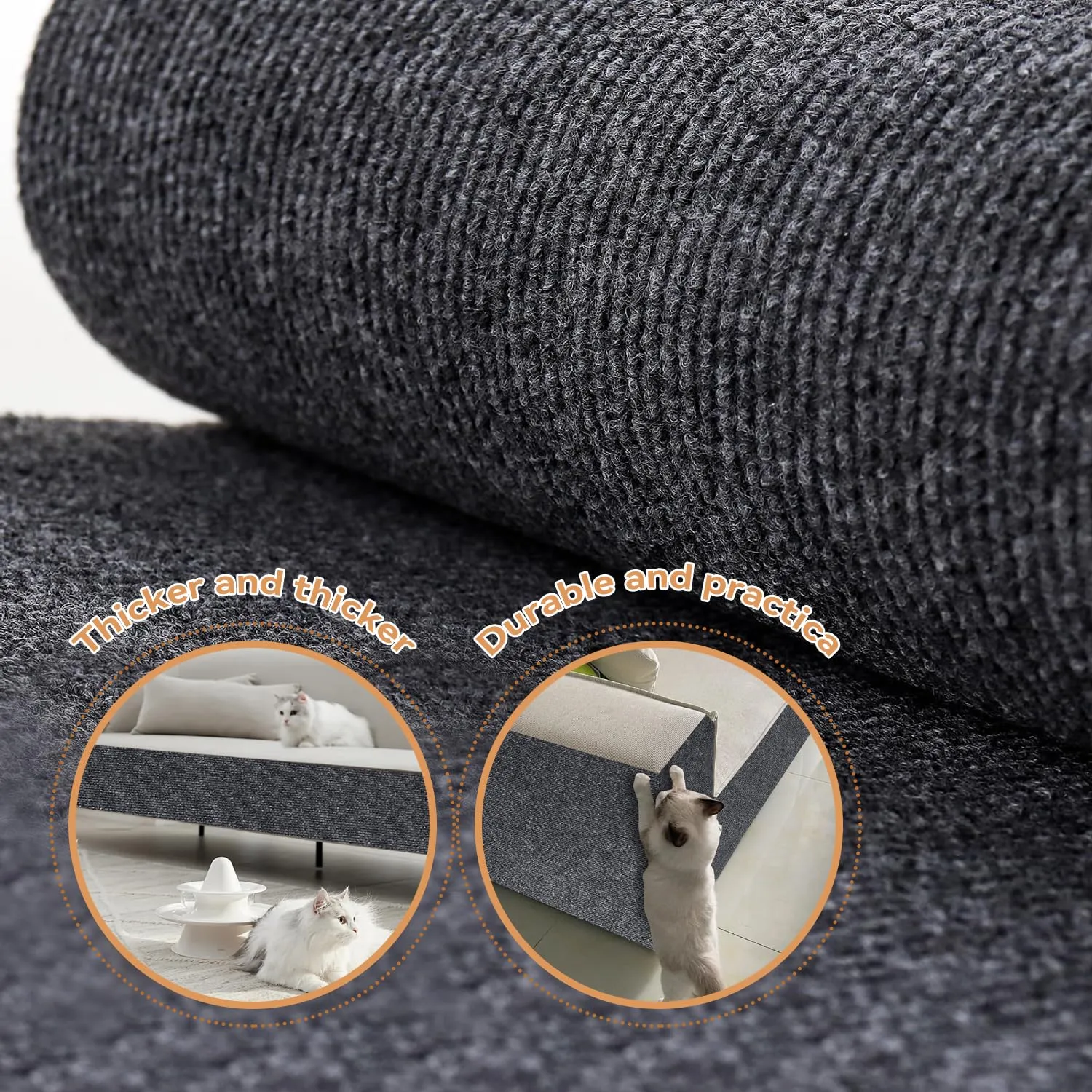 ZenithyrEn Tappeto Tiragraffi Autoadesivo Tagliabile per Mobili, 30x100cm, Grigio Scuro - immagine 5