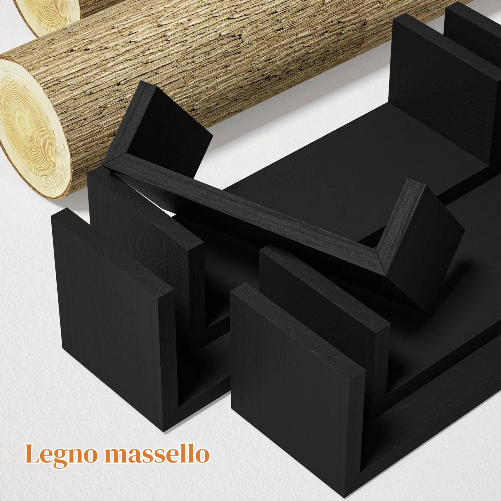 SRIWATANA Mensole da Muro in Legno, 5 Pezzi, Nero - immagine 8