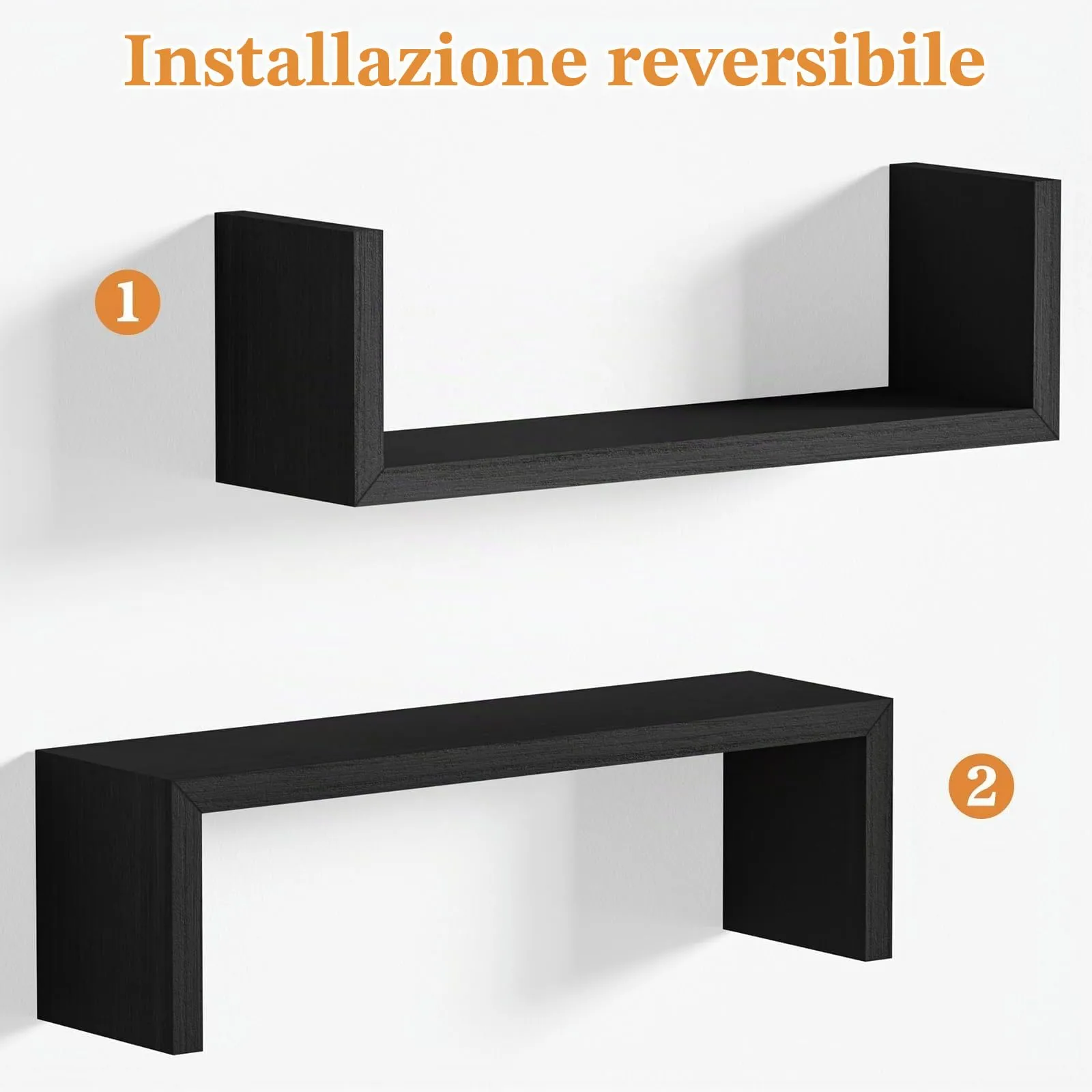 SRIWATANA Mensole da Muro in Legno, 5 Pezzi, Nero - immagine 9