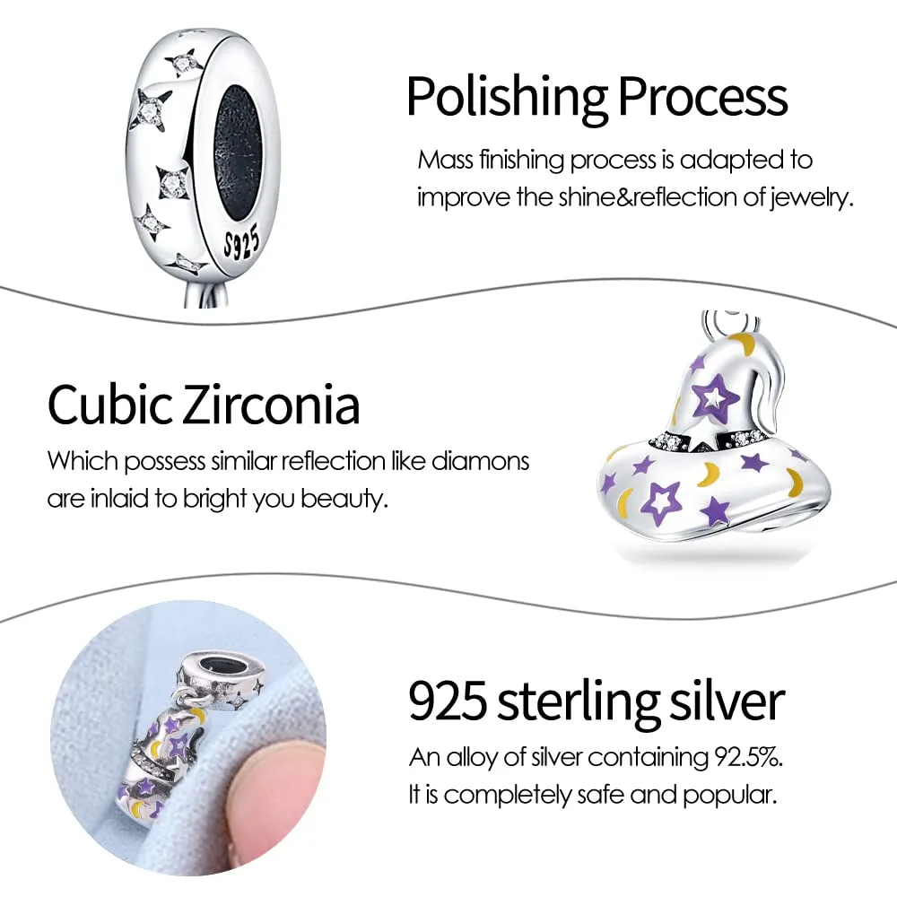 Pandach Bead Charm Ciondolo Argento Sterling 925 con Cubic Zirconia per Braccialetti e Collane Europei - immagine 4