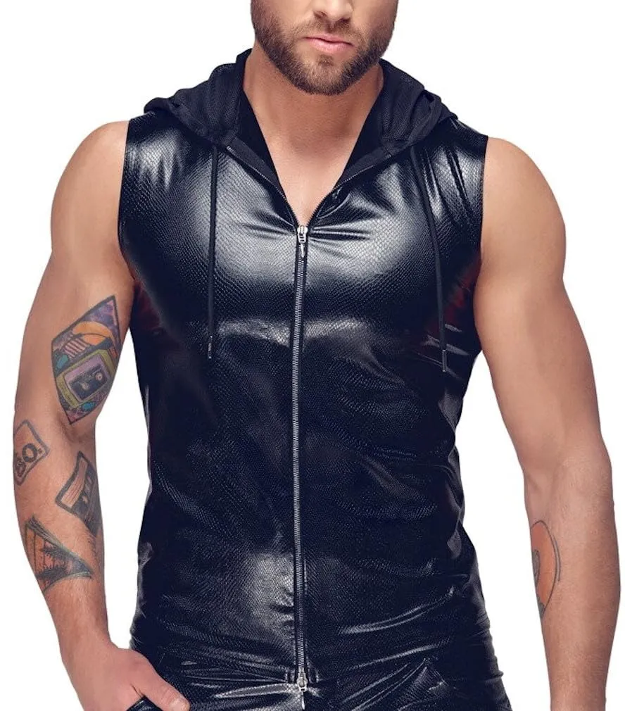 Manview Top con cappuccio effetto lattice da uomo, XXL - immagine 1