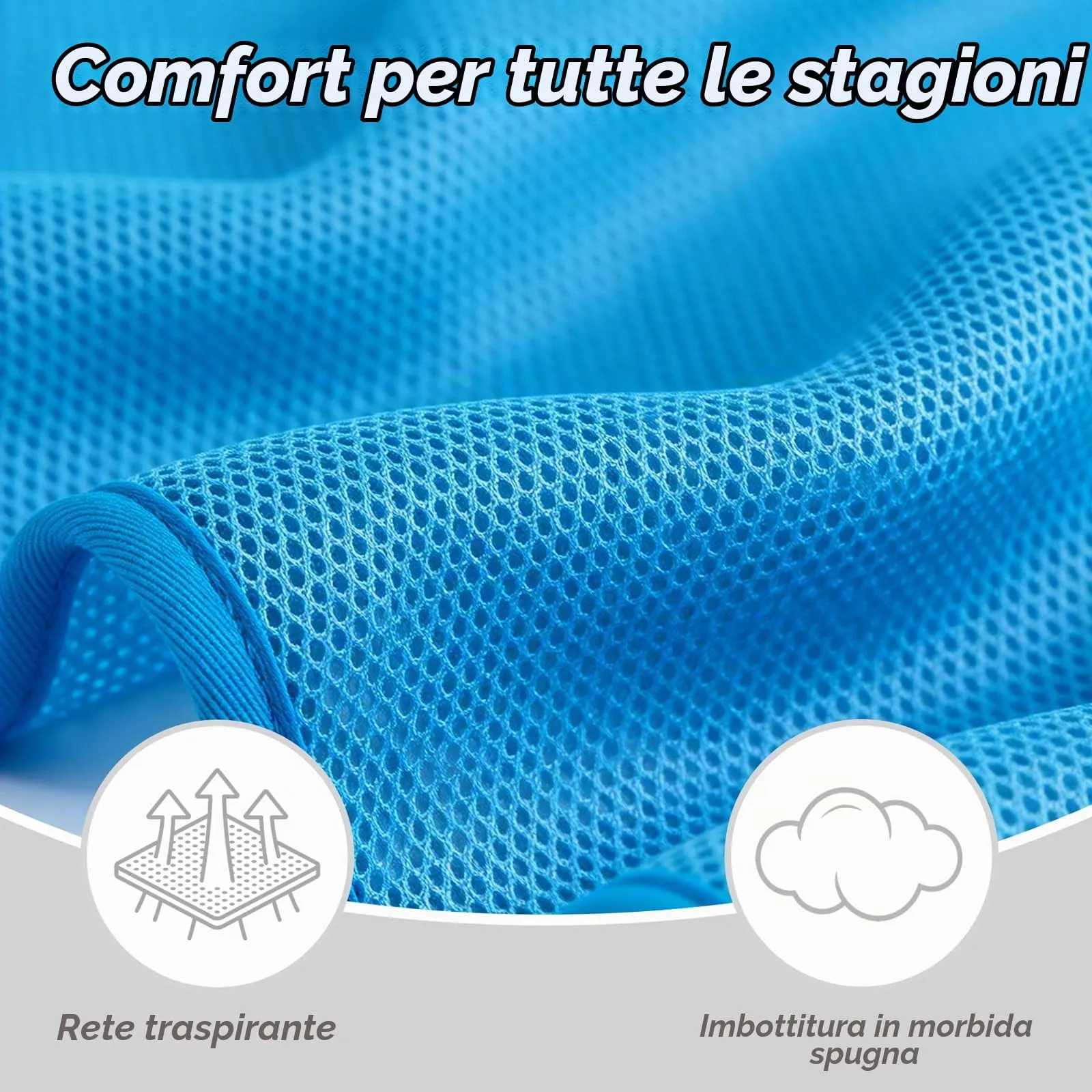 PoyPet Pettorina per cani anti-tiro riflettente regolabile e imbottita con maniglia, blu cielo, M - immagine 9
