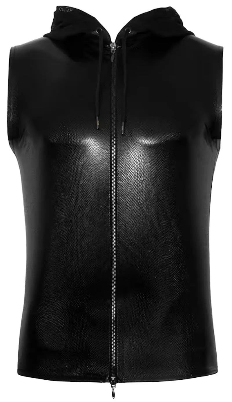 Manview Maglia da uomo simile al lattice con cappuccio, L - immagine 5