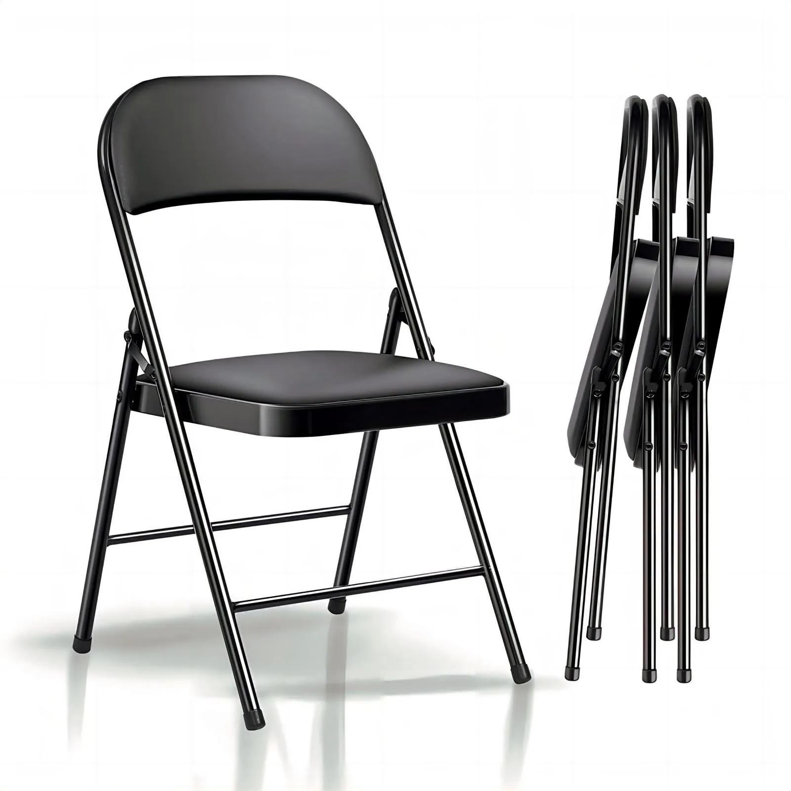 Asdsed Set di 4 Sedie Pieghevoli Imbottite, Portata 160 kg, Nero - immagine 1