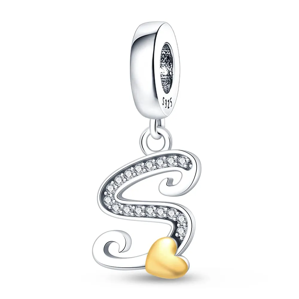 TINSLO Bead Charm in Argento Sterling 925 con Lettere e Cubic Zirconia, Compatibile con Braccialetti e Collane Europee - immagine 1