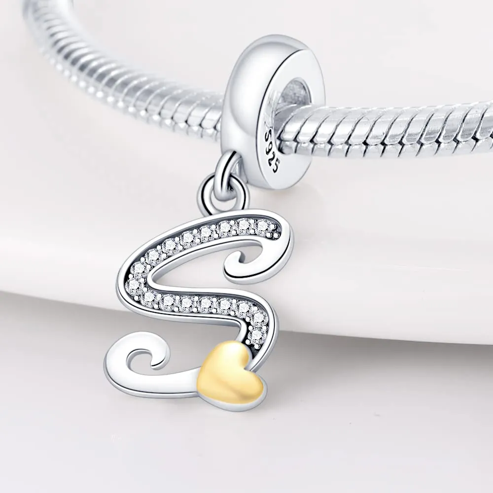 TINSLO Bead Charm in Argento Sterling 925 con Lettere e Cubic Zirconia, Compatibile con Braccialetti e Collane Europee - immagine 2