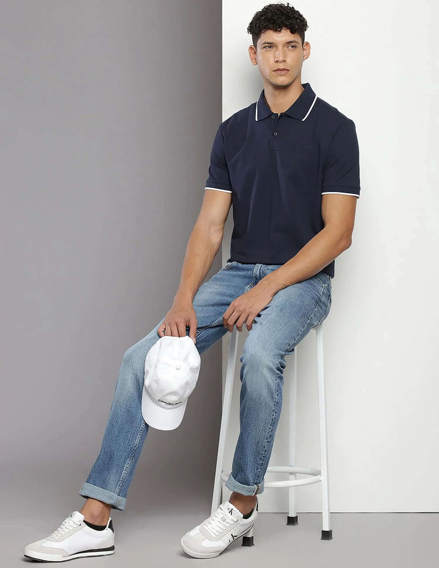 Calvin Klein Polo da Uomo, Zaffiro Scuro, S - immagine 2