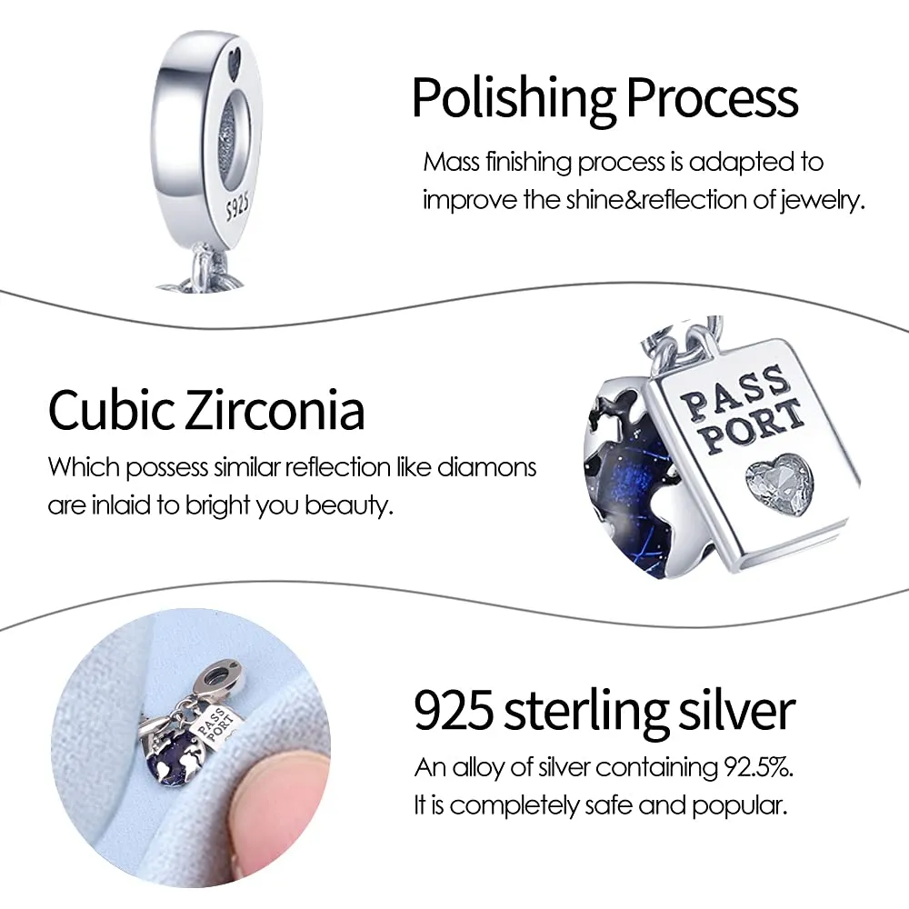 Pandach Bead Charm in Argento Sterling 925 con Cubic Zirconia per Braccialetti e Collane European style - immagine 3