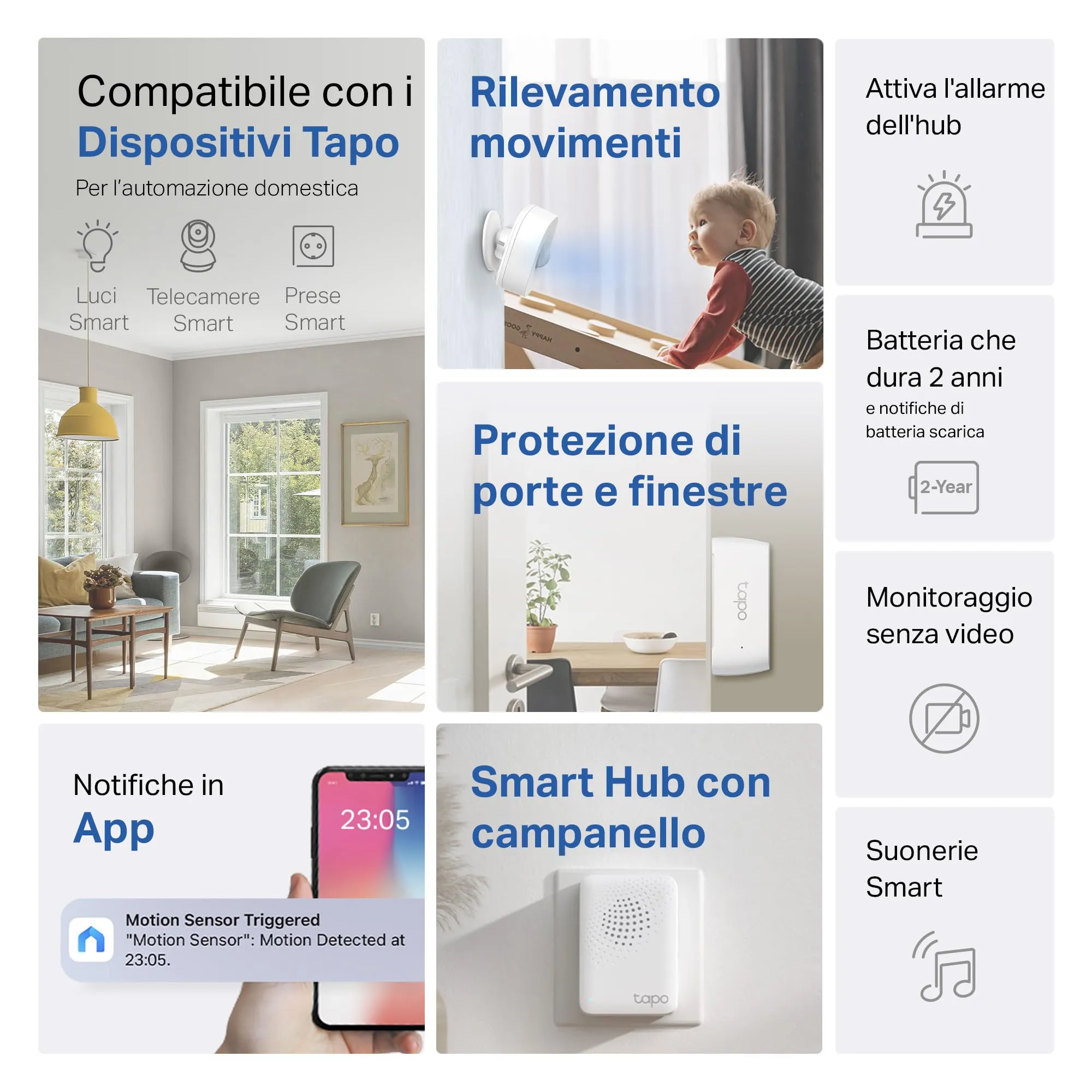 Tapo T30 KIT Sistema Allarme Smart Casa con Sensore di Movimento e Finestra - immagine 2