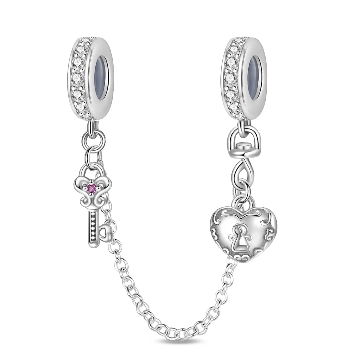 TINSLO Bead Charm in Argento Sterling 925 con Cubic Zirconia, compatibile con Braccialetti e Collane Pandora e europei - immagine 1