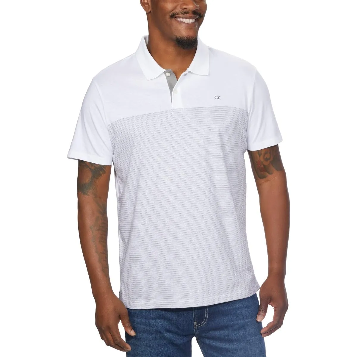 Calvin Klein Polo Uomo, Bianco Brillante, XL - immagine 1