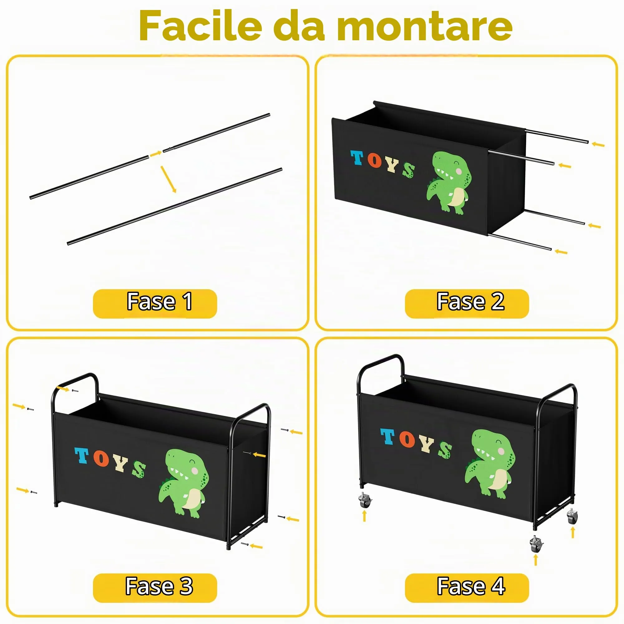 GRANNY SAYS Scatola per Giocattoli con Ruote, 135L, Nero - immagine 2