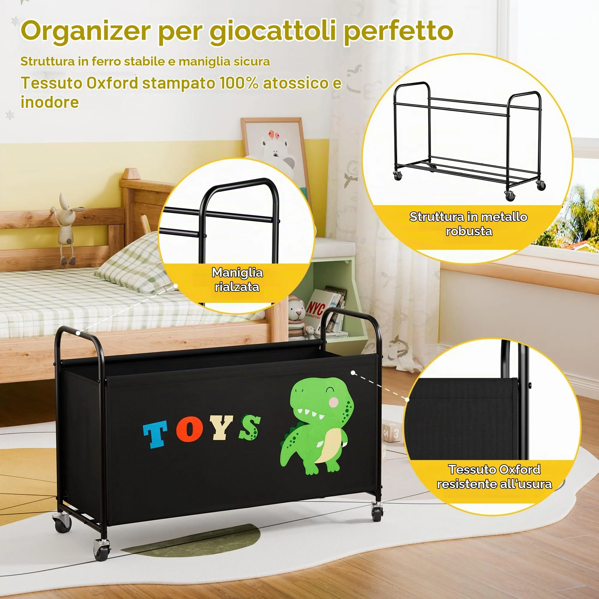 GRANNY SAYS Scatola per Giocattoli con Ruote, 135L, Nero - immagine 5