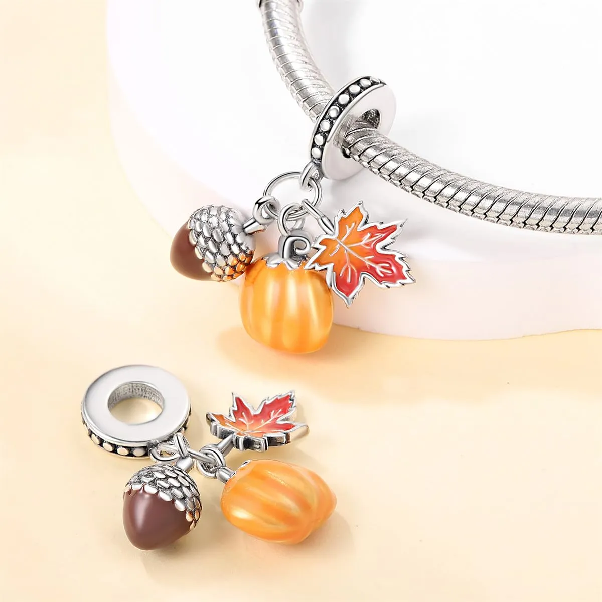 TINSLO Bead Charm Ciondolo Argento Sterling 925 con Cubic Zirconia per Braccialetti e Collane europei - immagine 2