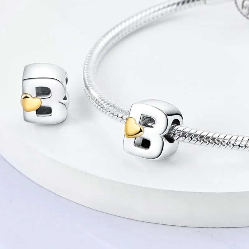 TINSLO Bead Charm Lettere in Argento Sterling 925 con Cubic Zirconia, Compatibile con Braccialetti e Collane Europei - immagine 2