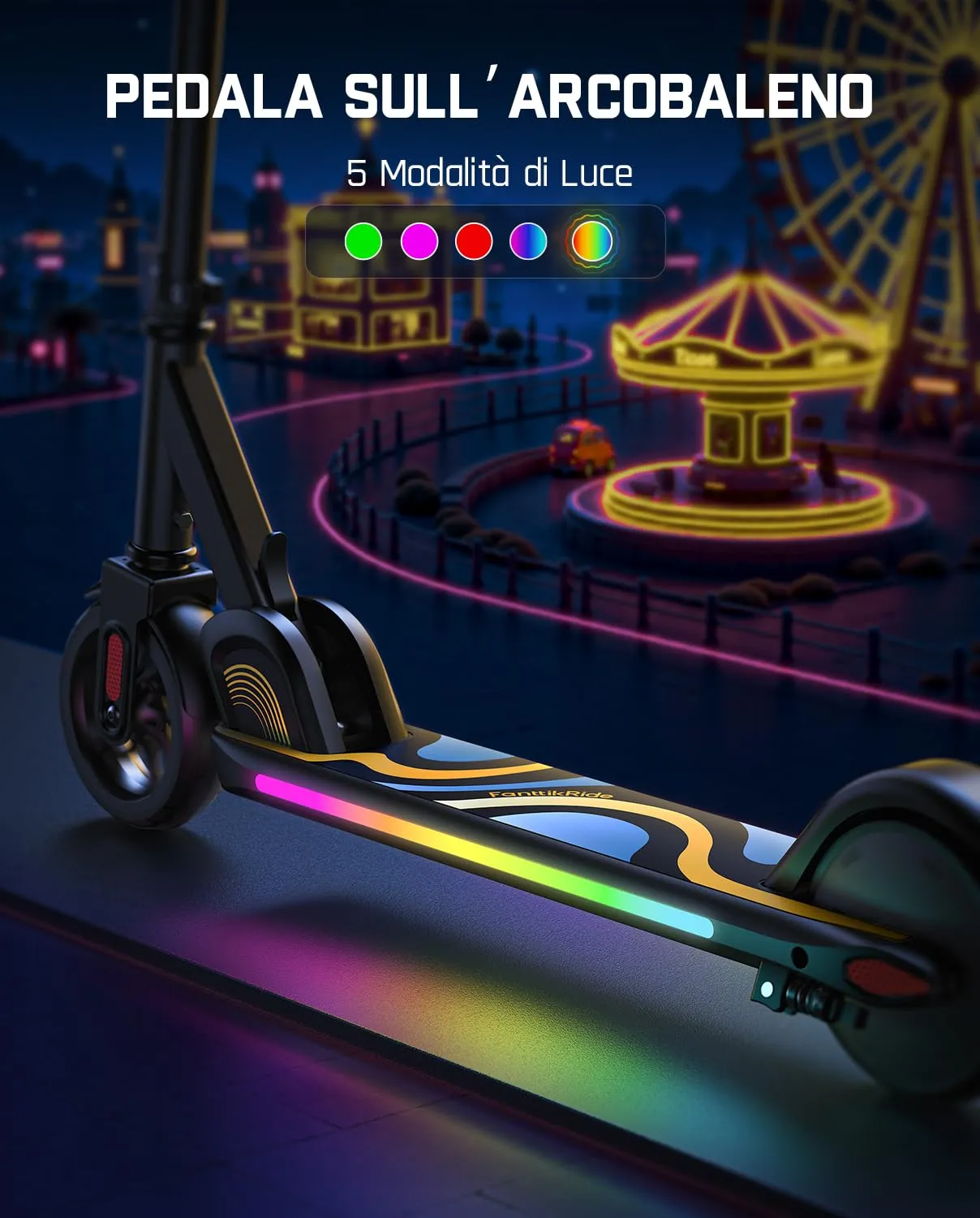 FanttikRide C9 Pro Monopattino Elettrico per Bambini, 8/13/16 km/h, Nero - immagine 2