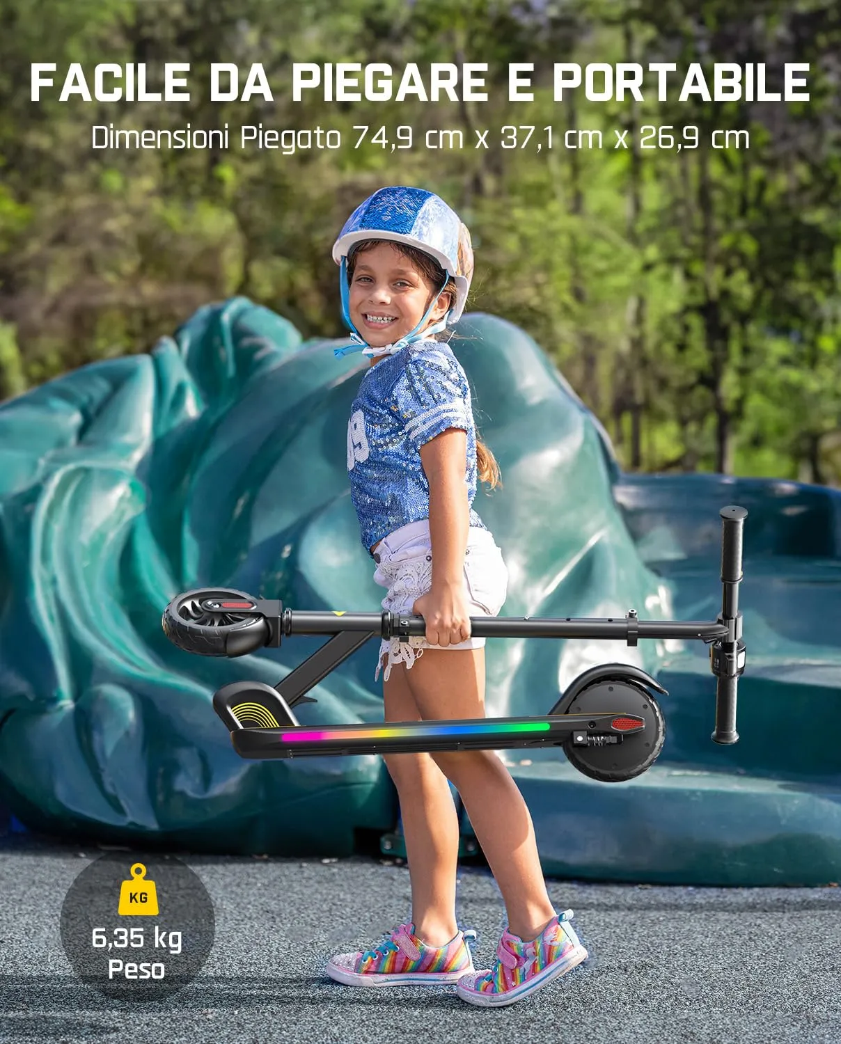 FanttikRide C9 Pro Monopattino Elettrico per Bambini, 8/13/16 km/h, Nero - immagine 5