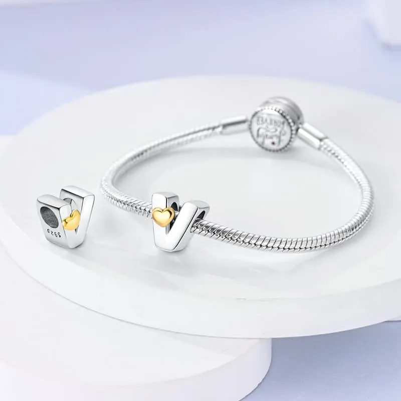 TINSLO Bead Charm in Argento Sterling 925 con Lettere e Cubic Zirconia, compatibile con Braccialetti e Collane europei - immagine 3