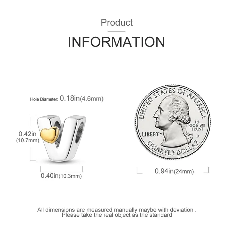 TINSLO Bead Charm in Argento Sterling 925 con Lettere e Cubic Zirconia, compatibile con Braccialetti e Collane europei - immagine 5