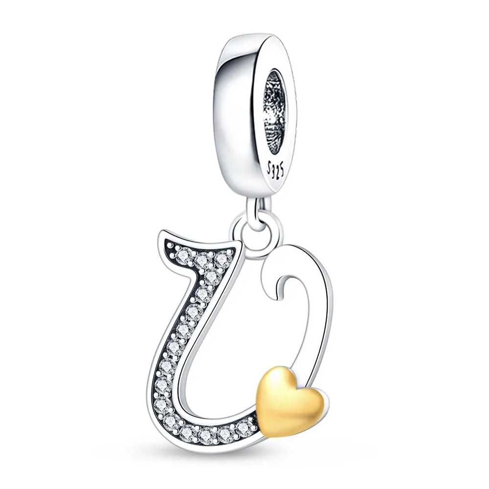TINSLO Lettere Bead Charm in Argento Sterling 925 con Cubic Zirconia per Braccialetti e Collane Europee - immagine 1