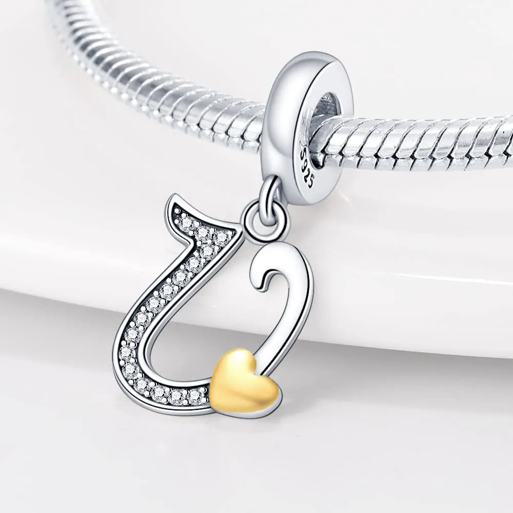 TINSLO Lettere Bead Charm in Argento Sterling 925 con Cubic Zirconia per Braccialetti e Collane Europee - immagine 2
