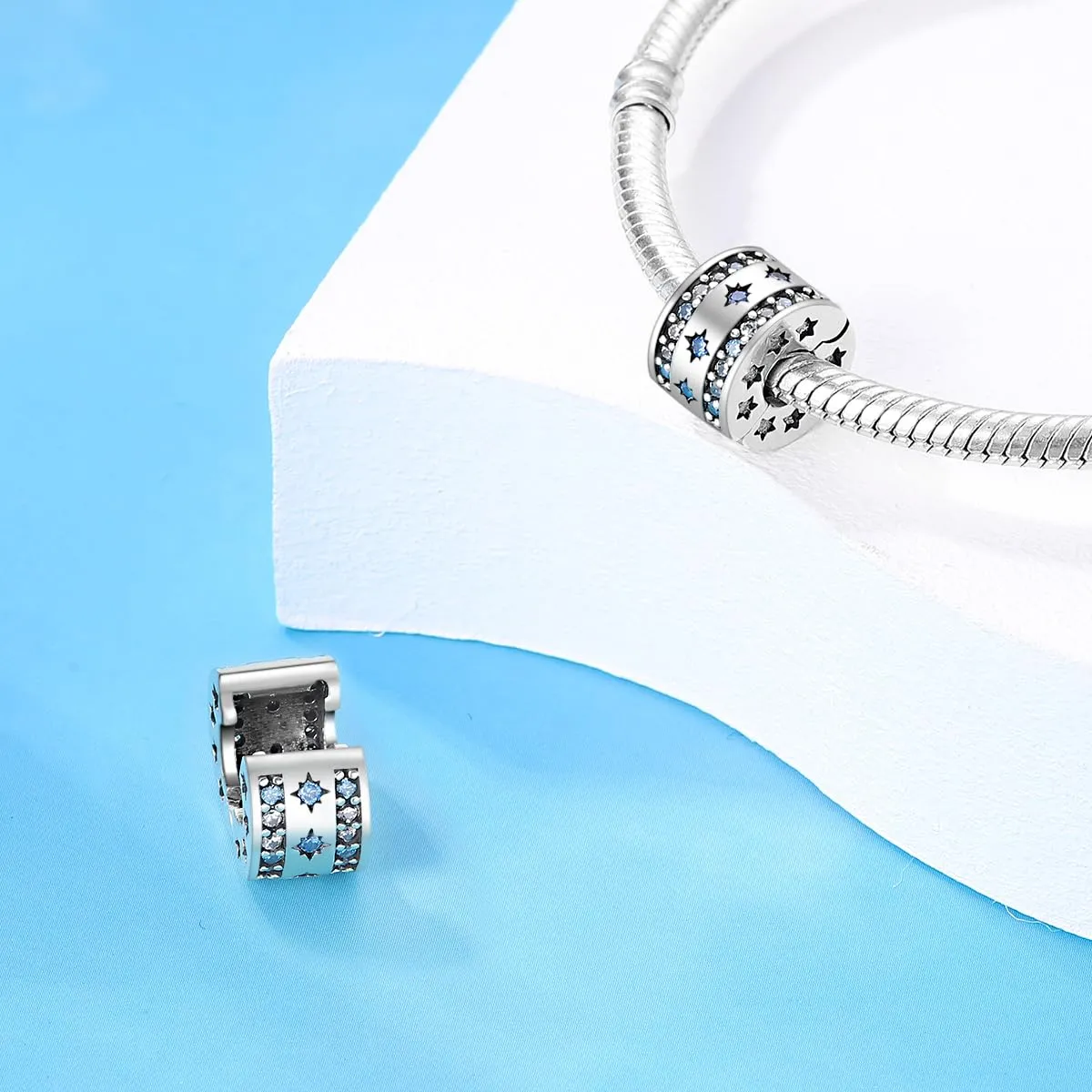 KUNSIR Bead Charm in Argento Sterling 925 con Cubic Zirconia, compatibile con braccialetti e collane europei - immagine 2