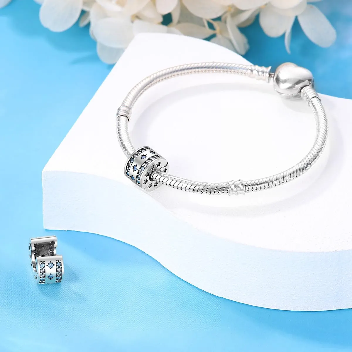 KUNSIR Bead Charm in Argento Sterling 925 con Cubic Zirconia, compatibile con braccialetti e collane europei - immagine 3