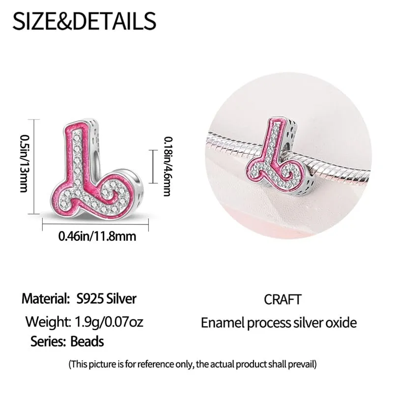 TINSLO Bead Charm Argento Sterling 925 Lettere con Cubic Zirconia per Braccialetti e Collane Europei - immagine 5