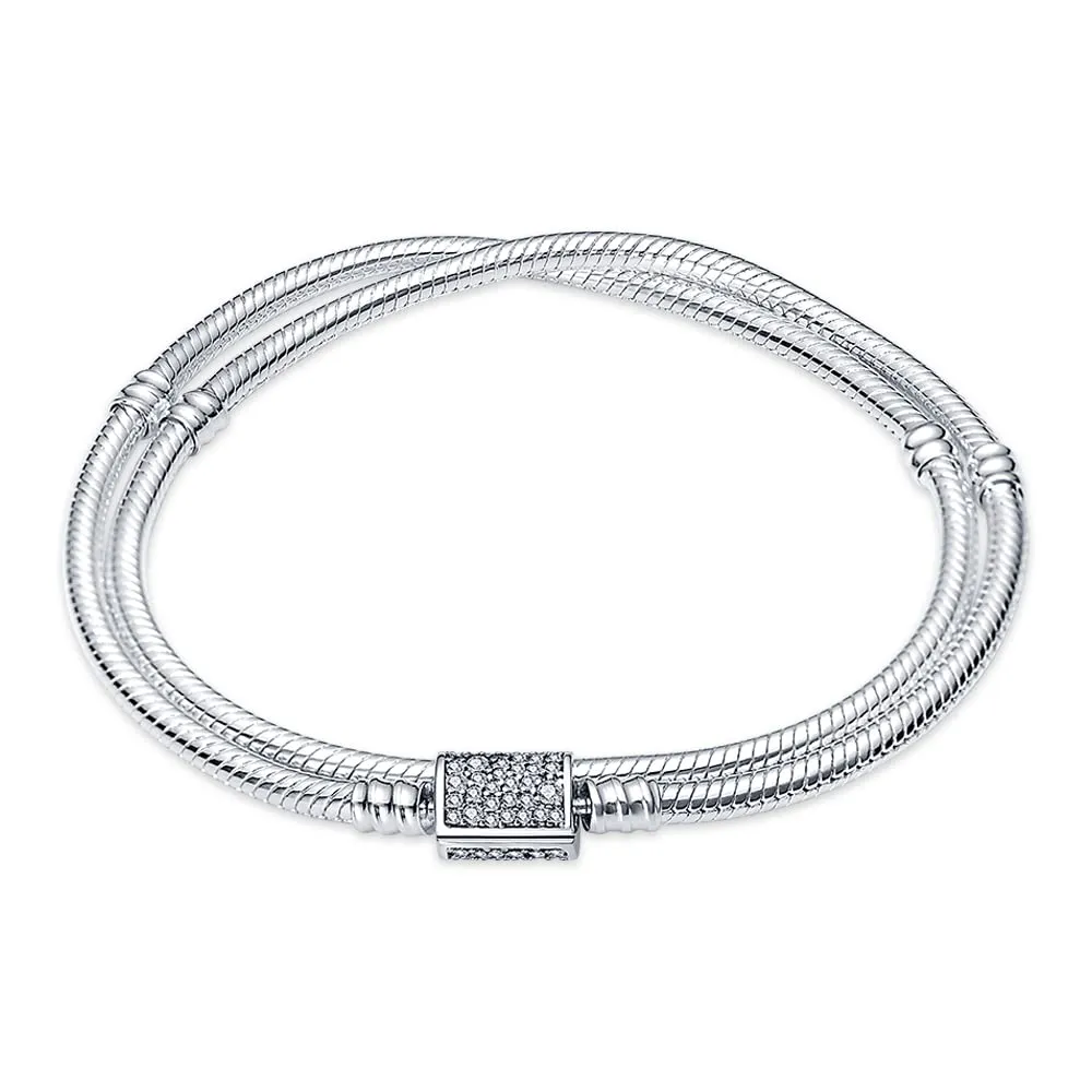 KUNSIR Bracciale Snake in Argento Sterling 925 per Donna Compatibile con Pandora 20cm - immagine 1
