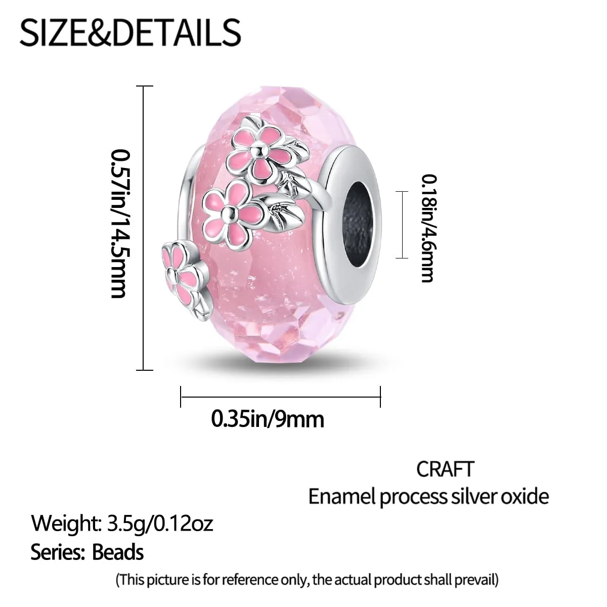 TINSLO Bead Charm in Argento Sterling 925 con Cubic Zirconia, Compatibile con Braccialetti e Collane Pandora e Europei - immagine 5