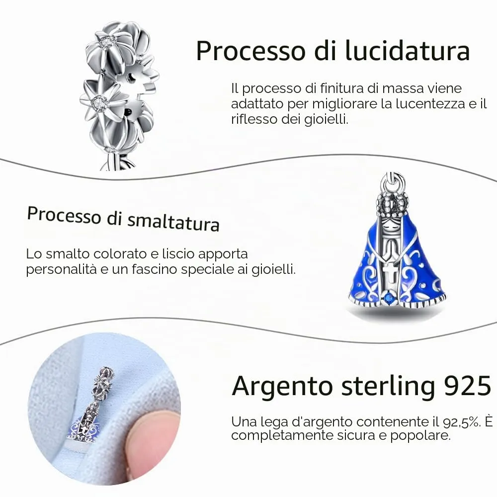 TINSLO Bead Charm in Argento Sterling 925 con Cubic Zirconia per Braccialetti e Collane Europee - immagine 4